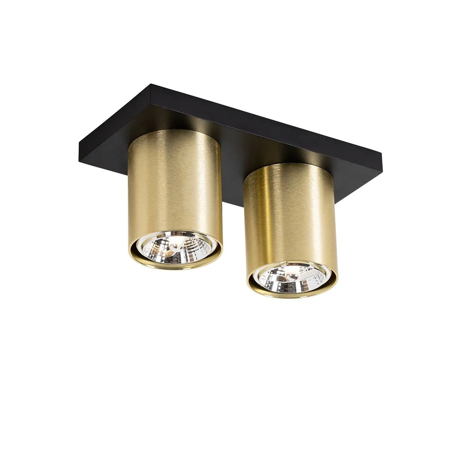 QAZQA Tubo Moderner Deckenstrahler aus Aluminium in Schwarz und Gold, 2-flammig, dimmbar, GU10 - Bild 2