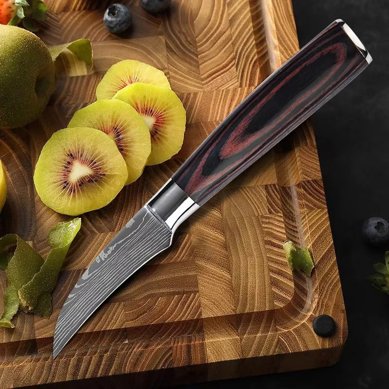 WXCOO Damaskus Allzweck-Tranchiermesser und Obstschälmesser mit Holzgriff - Bild 4