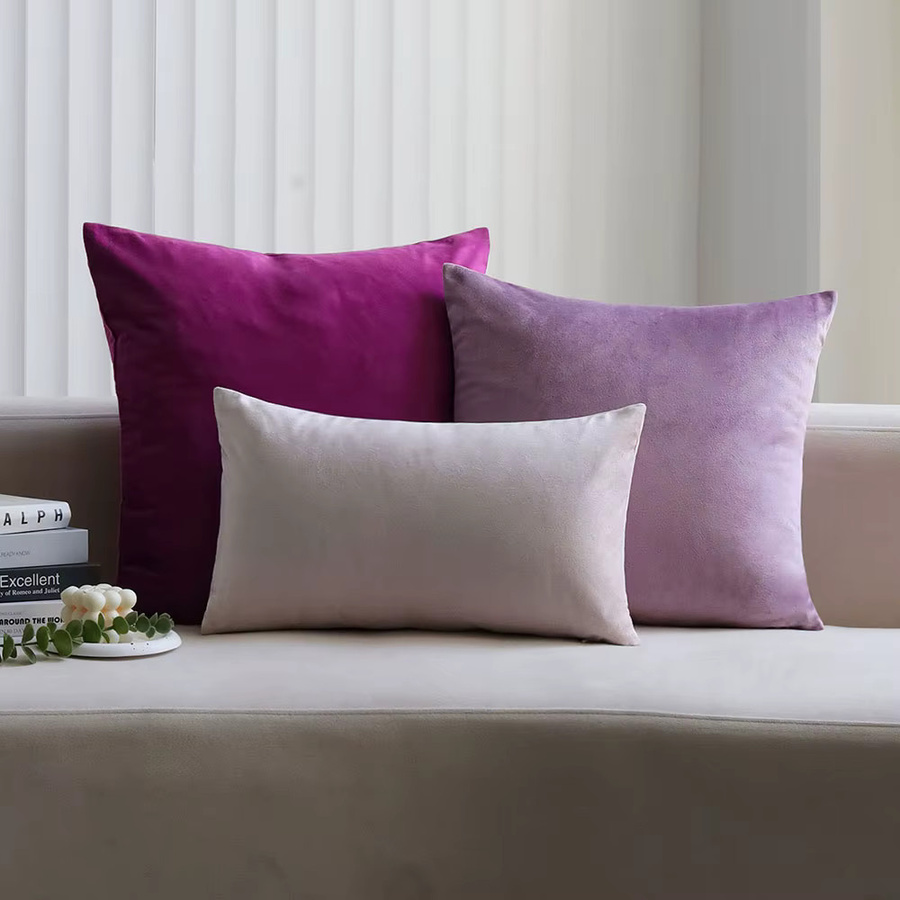 CANIRICA Samtkissenbezug in Lila für Sofa und Wohnzimmer, dekorativer Kissenbezug in Ultraweich - Bild 3