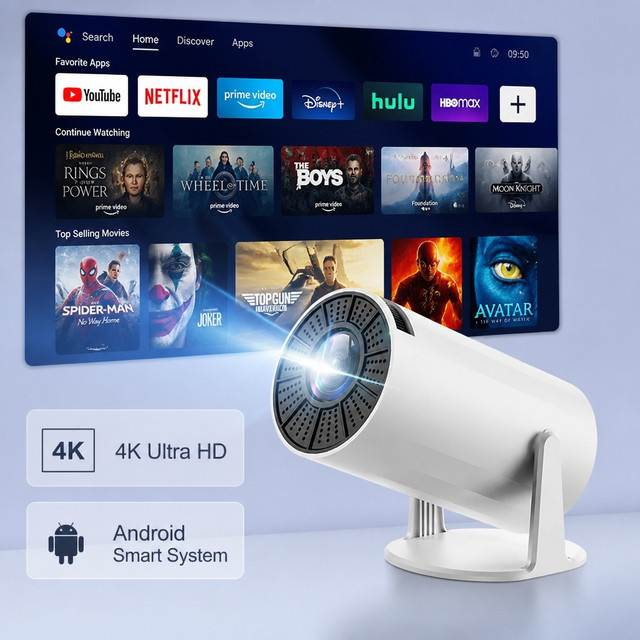 Salange X8Mini Smart-Projektor in Weiß mit Android 14, WiFi6, Bluetooth 5 und Full HD 1080P Unterstützung - Bild 1