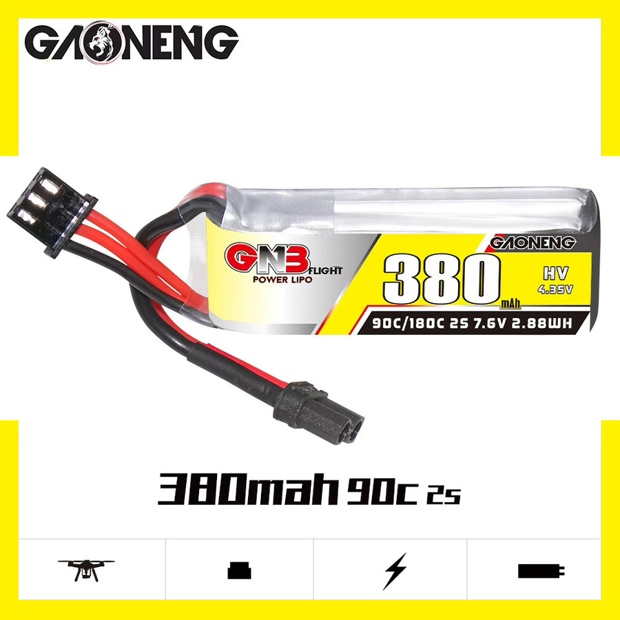 GNB 2S LiPo-Akku 7,6V 380mAh 90C/180C für Beta75X RC Quadcopter und FPV Racing Drohnen - Bild 2