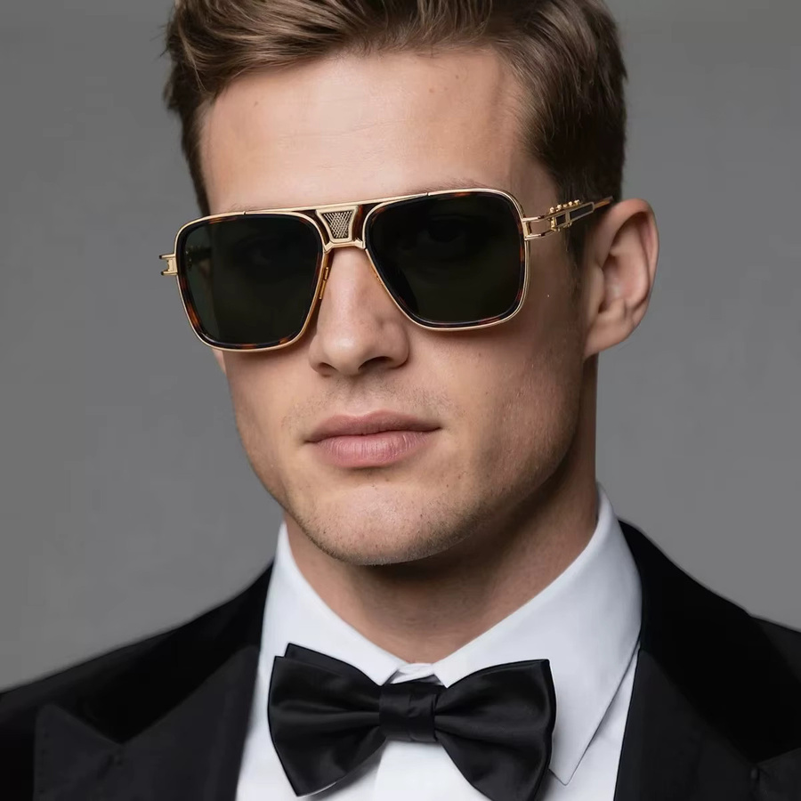 TOYEARN Aviator Sonnenbrille, Metall, Vollrand, Gold, Unisex - Bild 2