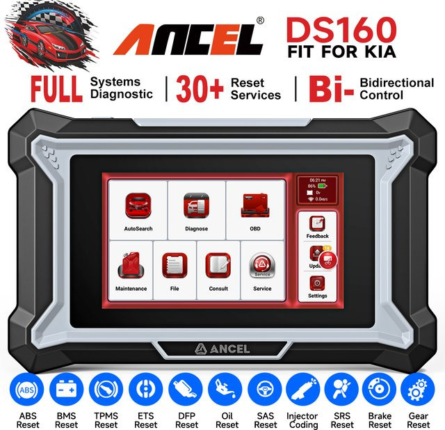 ANCEL OBD2-Scanner Bidirektionales Diagnosegerät für KIA in Schwarz mit lebenslangen kostenlosen Updates und über 30 Reset-Funktionen inklusive DPF-Diagnose - Bild 1