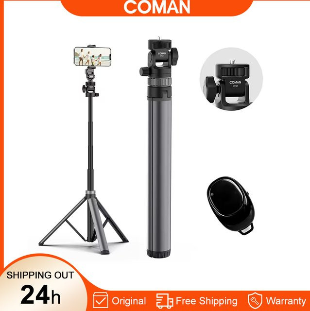 COMAN MT61 Tragbares Lichtstativ für LED-Licht, Projektor und Softbox mit Bluetooth-Verbindung, Schwarz, Höhe: 1,96 m - Bild 1