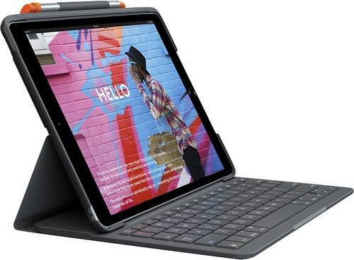 Logitech Slim Folio Bluetooth Tastatur mit Hülle für Apple iPad 10.2 Zoll, QWERTZ DE, Schwarz/Grau - Bild 1