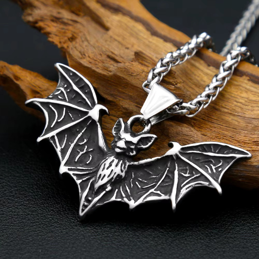 NORTHMAN Halskette, Fledermaus Anhänger, Edelstahl, Silber, Unisex - Bild 2