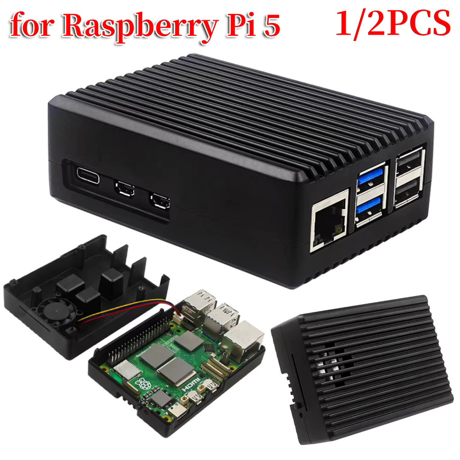 APWIKOGER Aluminiumgehäuse mit Aktivkühler und Lüfter für Raspberry Pi 5, Schwarz - Bild 2