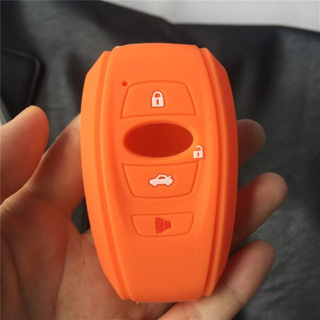 Silikon-Gummi-Autoschlüsselhülle für Subaru Legacy Impreza Forester XV Trezia BRZ WRX Levorg 3-Tasten-Schlüsselhülle in Orange - Bild 1