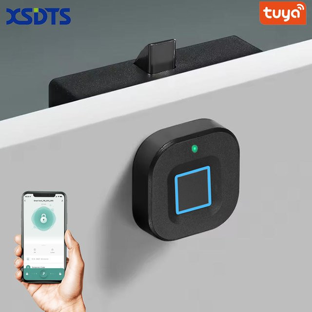 XSDTS Biometrisches Tuya-App-Fingerabdruckschloss in Schwarz für Schränke und Schubladen zur Diebstahlsicherung - Bild 1