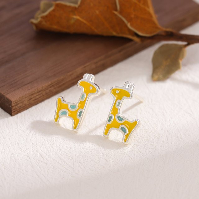 GaGa-Duck Giraffen-Ohrstecker, 925 Silber, Epoxidharz, Damen - Bild 1