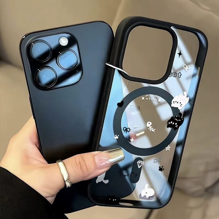 Magnetische iPhone Hülle mit Cartoon-Katze und kabelloser MagSafe Ladefunktion für iPhone 18 bis iPhone 11 Pro Max - Bild 4