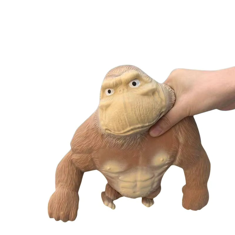 CANAMEK Gorilla-Figuren aus Kunststoff, braune dehnbare Affen-Statuen als dekorative Tierfiguren für dein Büro und dein Zuhause - Bild 2