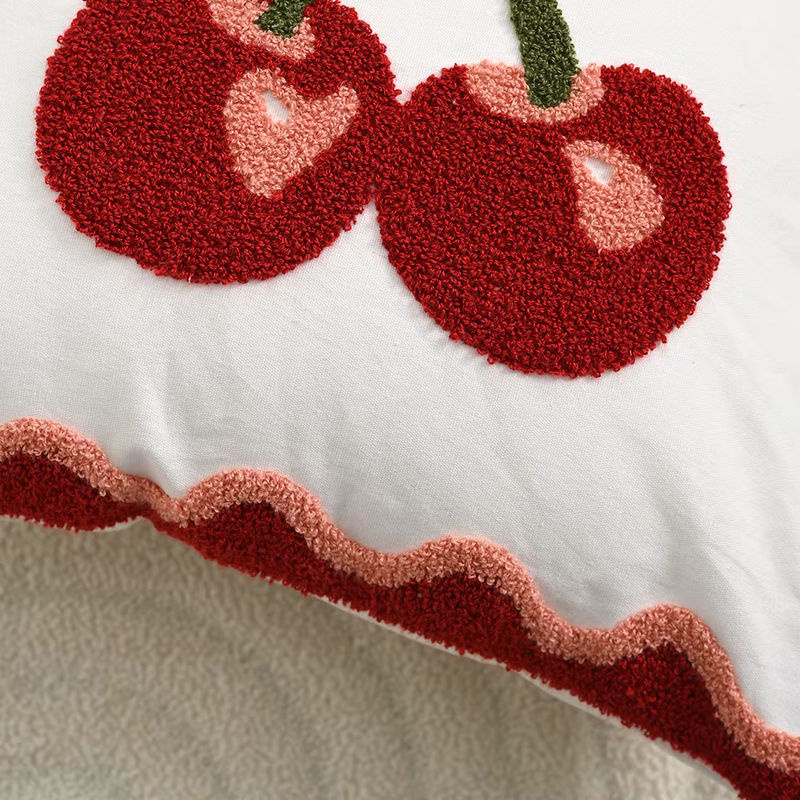 BUYNOW Bestickter Kissenbezug mit Kirschrosen-Motiv in Rot und Weiß, B/B: 45 x 45 cm - Bild 5