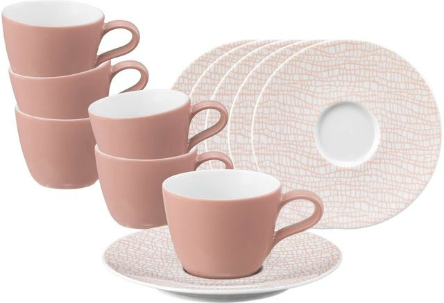 Seltmann Weiden Espressotassen mit Untertassen Life Fashion Pink aus Porzellan 6er Set 90 ml - Bild 1