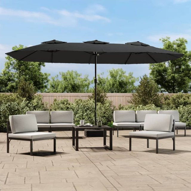 vidaXL Doppel-Garten Sonnenschirm mit LED-Leuchten in Anthrazit B: 449 cm, T: 265 cm, H: 245 cm - Bild 3
