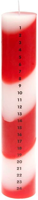 Rico Design Adventskalenderkerze im Zuckerstangen-Design, Rot-Weiß - Bild 1