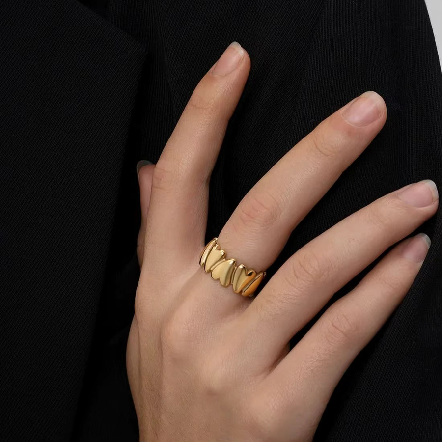 CARLIDANA Statement-Fingerring, Edelstahl, 18 Karat vergoldet, Gold, Unisex - Bild 2