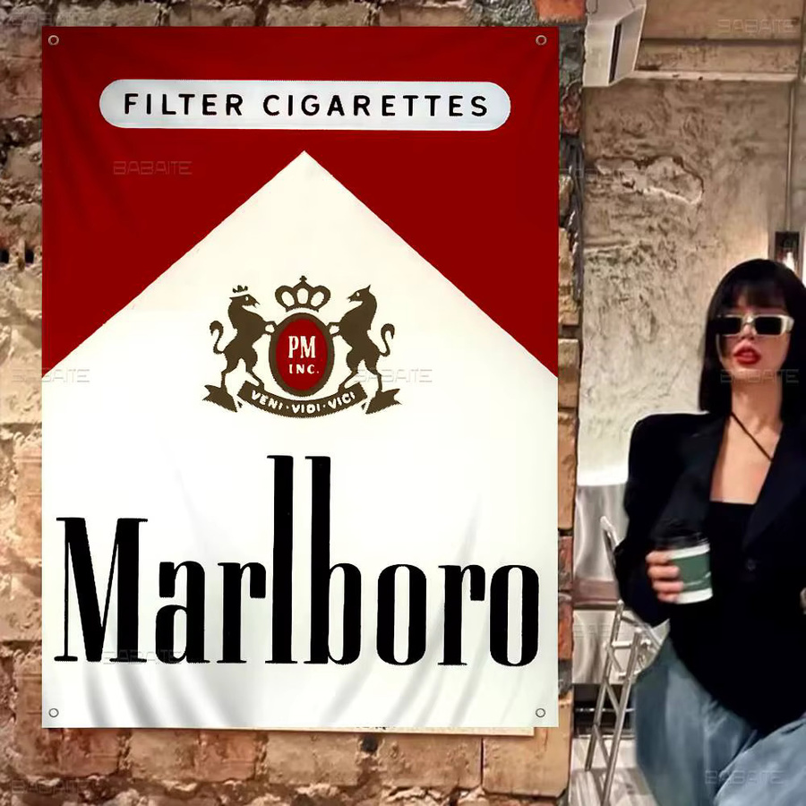 Potdemiel Retro Marken-Banner Marlboro im Vintage-Stil, rot, Textil, 70 x 50 cm - Bild 2