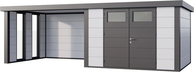 Telluria Gerätehaus Classico Weiß mit Lounge L Links und Fenster B/H/T: 692 x 219 x 318 cm - Bild 1