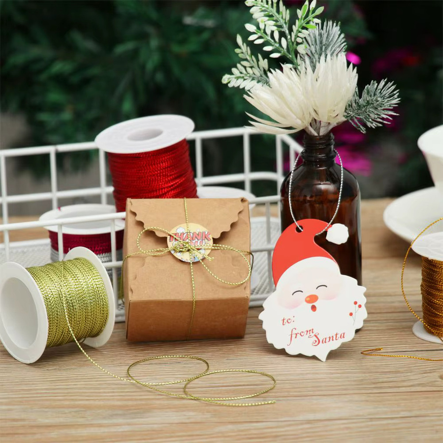 Goldenes Metallic Bindeseil für Geschenkboxen und Weihnachtsdeko, 20 Meter Verpackungsschnur - Bild 4
