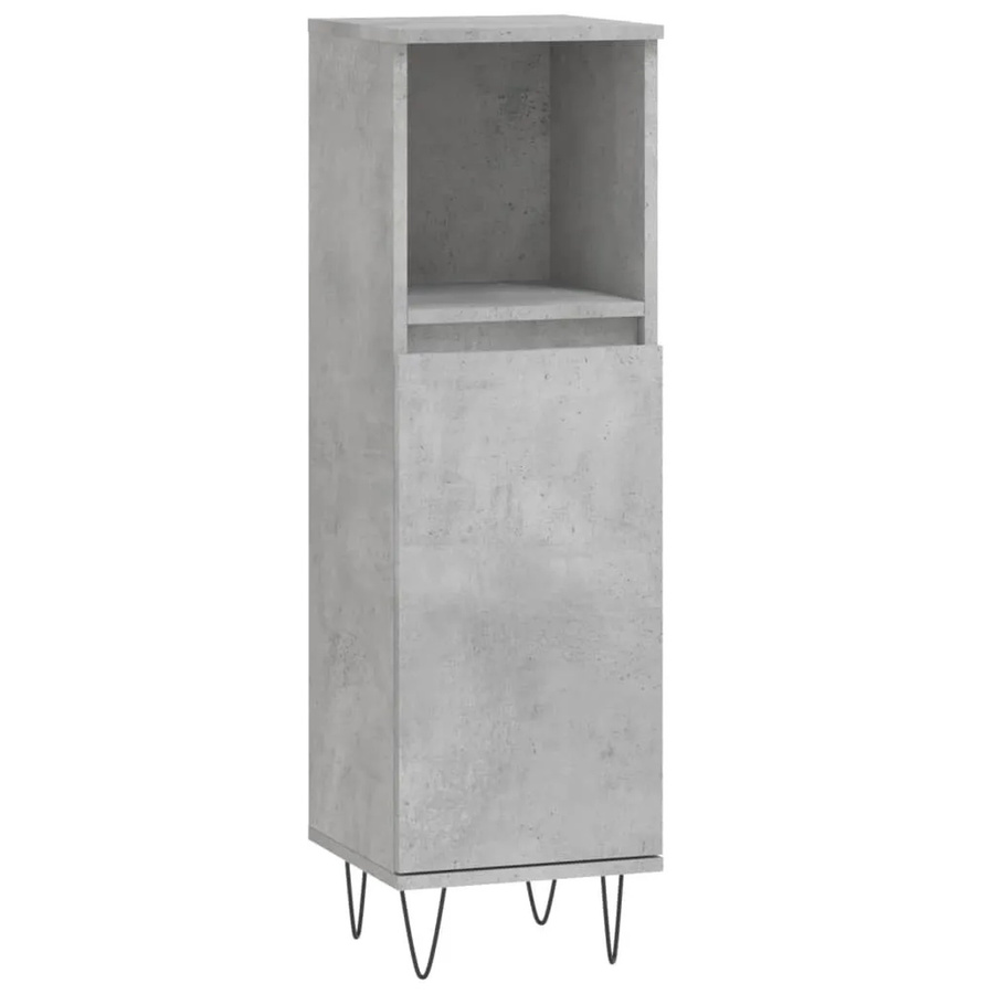 vidaXL Badschrank in Betongrau im industriellen Stil aus Holzwerkstoff und Eisen, B/T/H: 30 x 30 x 100 cm - Bild 2