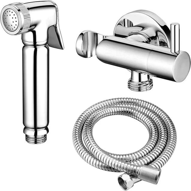 Stilform Design WC/Bidet Handbrause Komplettset mit Absperrventil in Silber - Bild 1