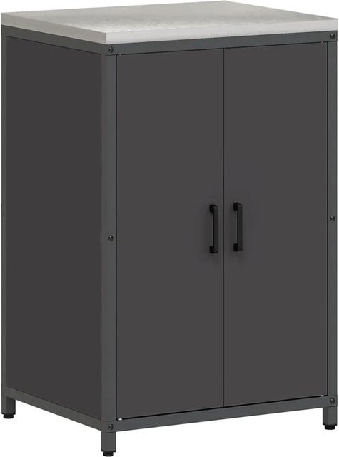 vidaXL Küchenaufbewahrung mit Regal in Schwarz aus Metall und MDF, Industrial Design, B/T/H: 60 x 50 x 92 cm - Bild 1