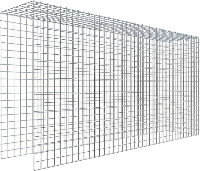Gabiona C-Ring Anbaukorb Typ 4 in Silbergrau, Maschenweite 5 x 5 cm, B/H/T: 100 x 200 x 40 cm - Bild 1