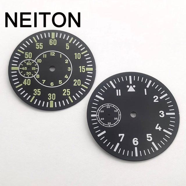 NEITON Zifferblatt, 38,5 mm, schwarz-grün, Unisex - Bild 1