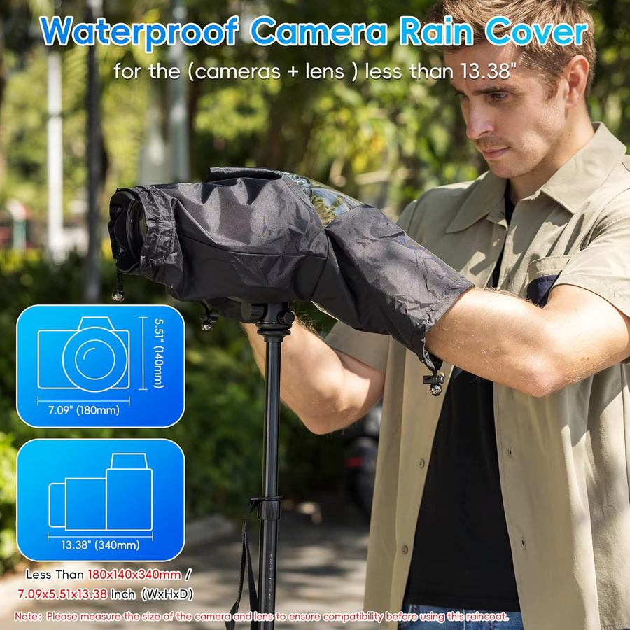 JJC Tragbarer Wasserdichter Kamera Regenschutz für Canon Nikon Sony und Olympus in Schwarz oder Grau - Bild 2
