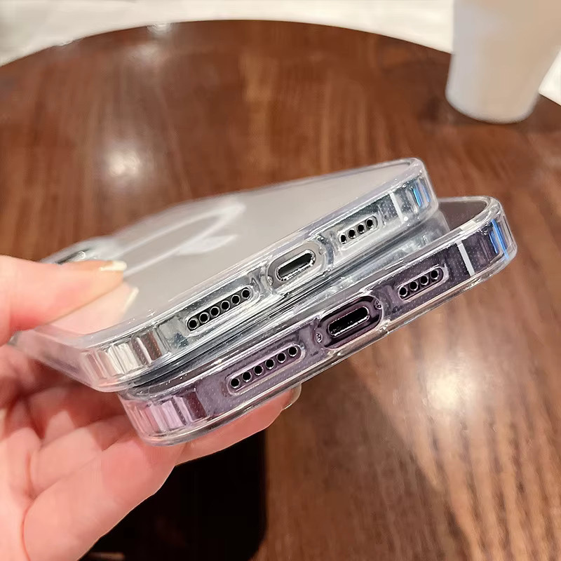 QIXTWO MagSafe Magnetische Transparente Schutzhülle für iPhone 11 12 13 14 15 16 17 Pro Max Plus Mini Stoßfeste PC Abdeckung - Bild 4
