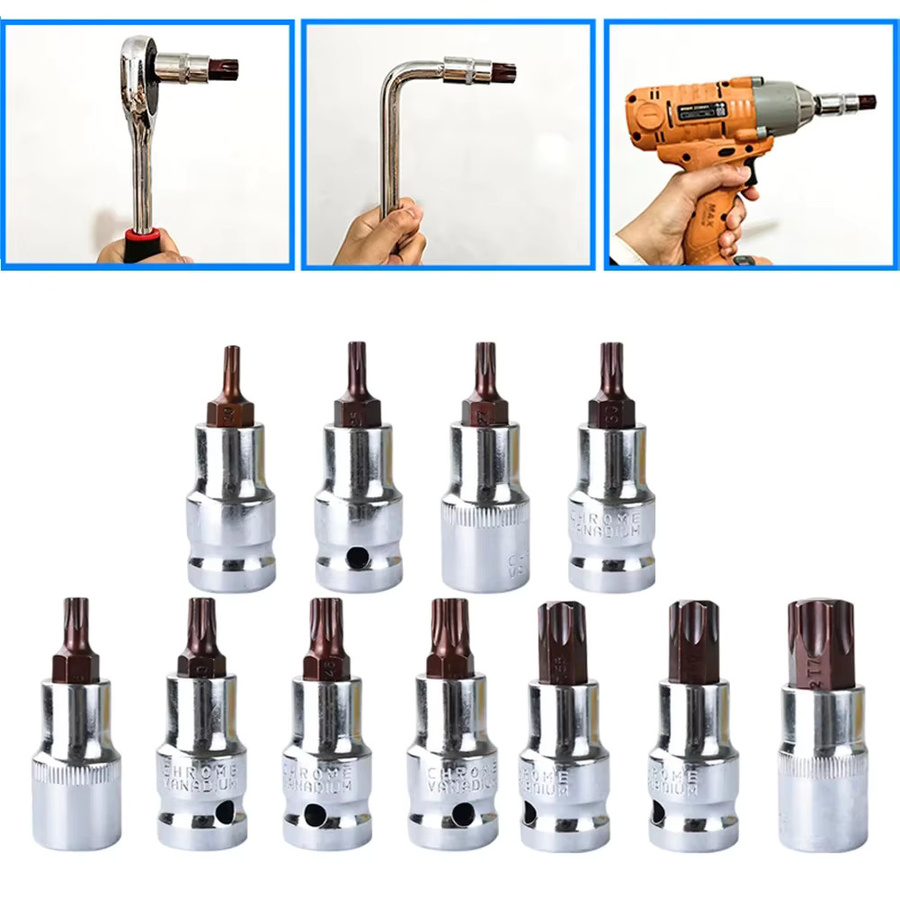 DAZZLEEX Torx Bit Steckschlüssel Set T20-T70 mit 1/2 Zoll Aufnahme in Silber - Bild 2