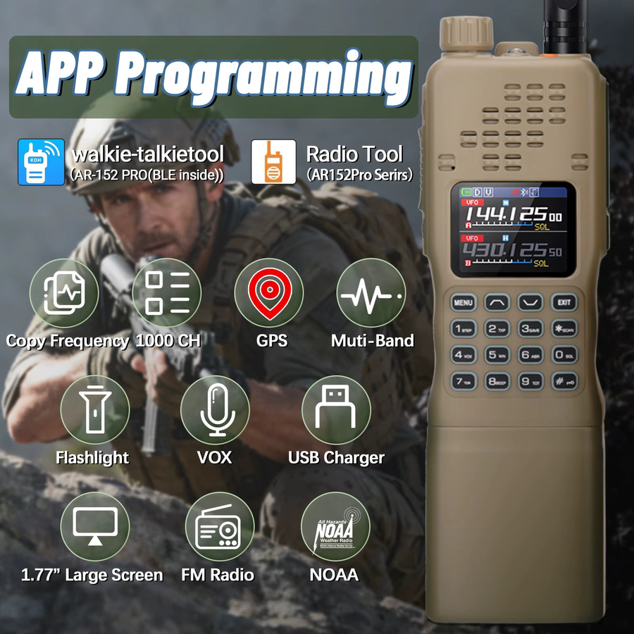 Baofeng AR-152 PRO Walkie Talkie mit GPS und Bluetooth, Multi Band Amateurfunk mit 1000 Kanälen und 12000mAh Akku - Bild 2