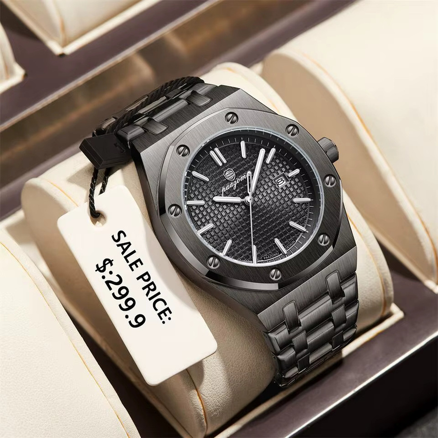 PAAZOMU Armbanduhr Quarz, Edelstahl, Silber, Herren, Datum - Bild 1