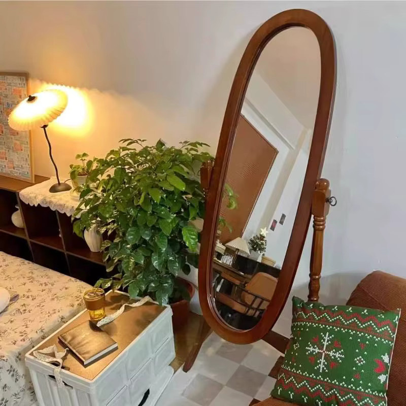 Moderner Ganzkörper-Holzspiegel von DUTRIEUX in Braun, ovaler Standspiegel für dein Zuhause - Bild 2