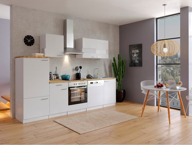 Respekta Küchenzeile KB280WWC in Weiß mit Glaskeramik und Soft-Close-Türen - Bild 1