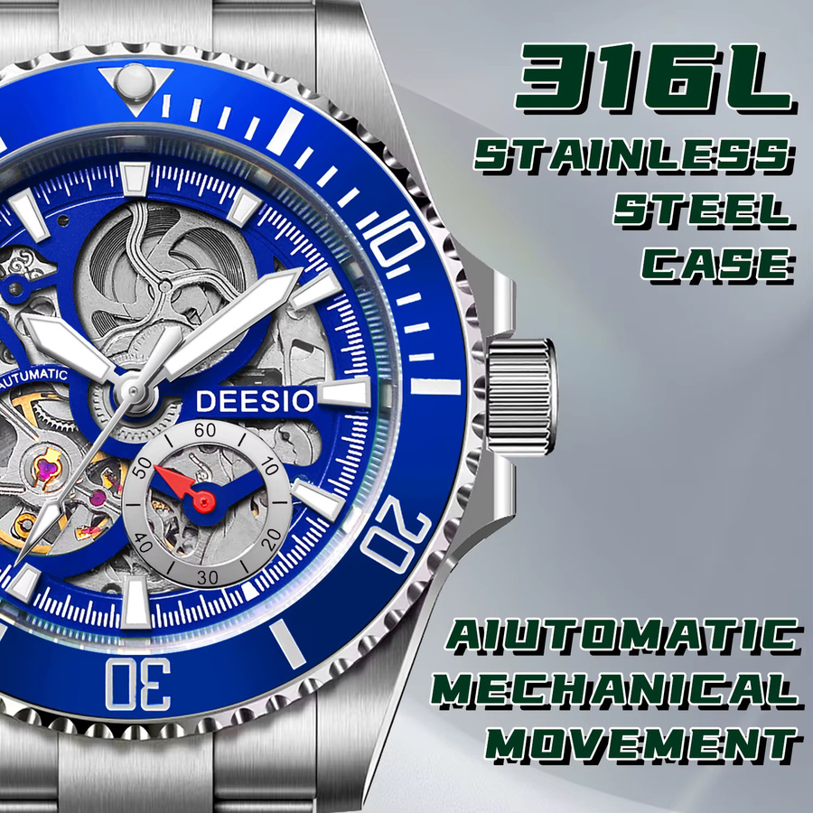 Deesio Armbanduhr Automatik, Edelstahl, Saphirglas, Herren - Bild 4