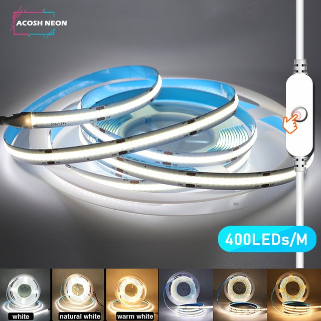 Acosh Neon COB-LED-Streifen mit 400 LEDs/m, flexibles CCT LED-Lichtband via USB, 5 V, Weiß - Bild 1
