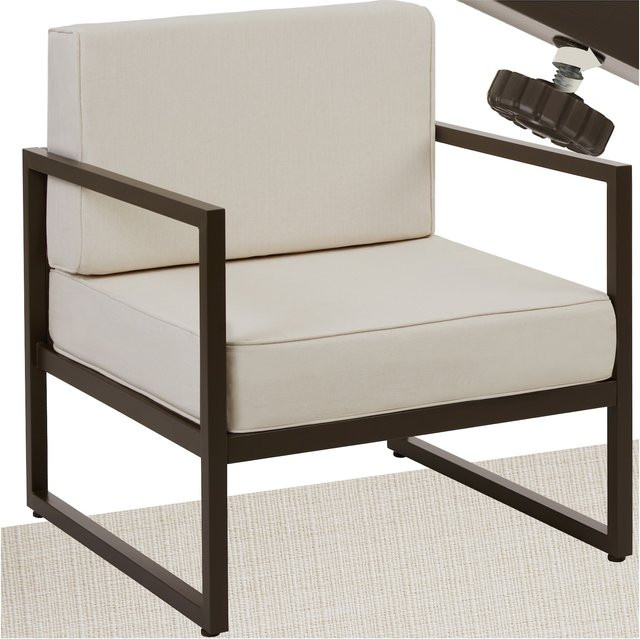 tectake Garten-Loungesessel Comosa mit Stahlgestell und abnehmbaren Polstern, Braun-Beige, B/T/H: 74 x 78 x 85 cm - Bild 1