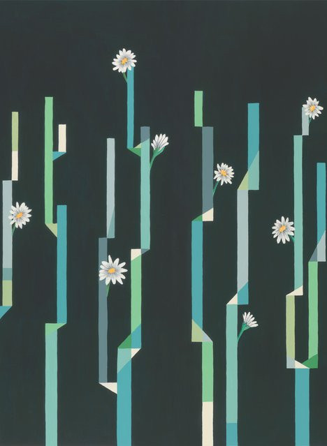 Coordonné Wandtapete Flor De Cactus in Grün mit floralem Cubist-Design aus Vlies - Bild 1
