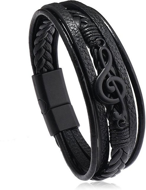 Rui Di Armband, Leder, Edelstahl, Schwarz, Unisex - Bild 1