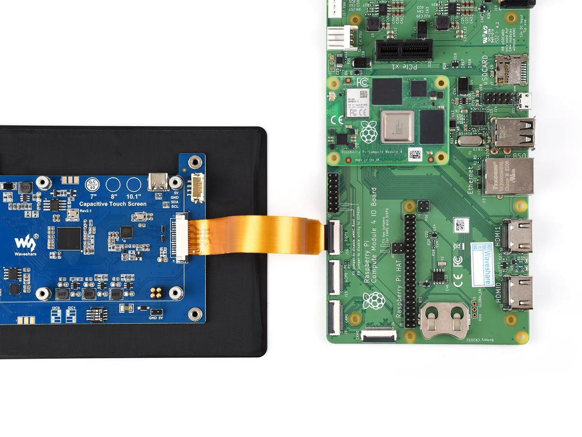 Waveshare 7 Zoll DSI kapazitives Touch-Display für Raspberry Pi 5, 1280x800 IPS mit gehärteter Glasscheibe, Schwarz - Bild 3