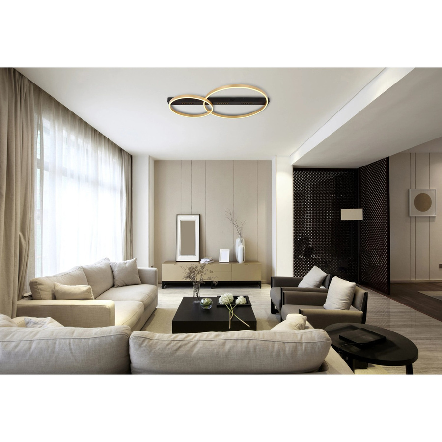 Globo LED-Deckenleuchte modern rund in Schwarz matt, B: 58,5 cm, T: 93,0 cm, H: 10,2 cm - Bild 2
