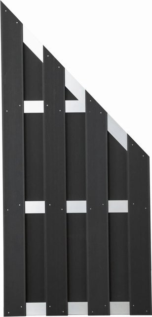 GroJa Fertigzaun Schräg aus WPC in Anthrazit, Höhe: 84,3 cm, Breite: 180 cm, Tiefe: 90 cm - Bild 1