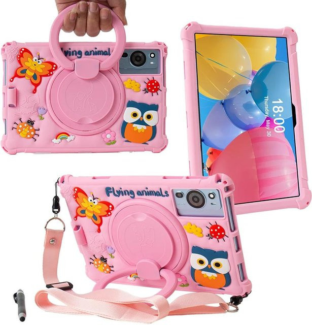 Kinder Silikon Tablet Hülle mit Drehständer für Teclast M50 Mini 8.7 T50 HD M40 SE Plus P20 HD P30 M40 Plus in Rosa - Bild 1