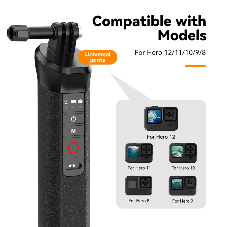TELESIN Auftriebsstange Selfie Stick mit kabelloser Fernbedienung und Handschlaufe in Schwarz für GoPro Hero 9, 10, 11 und 12 - Bild 4
