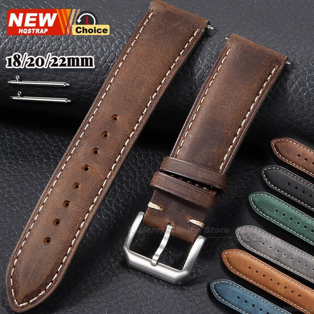 HQstrap Uhrenarmband Leder, Vintage, Unisex, 18mm 20mm 22mm - Bild 1