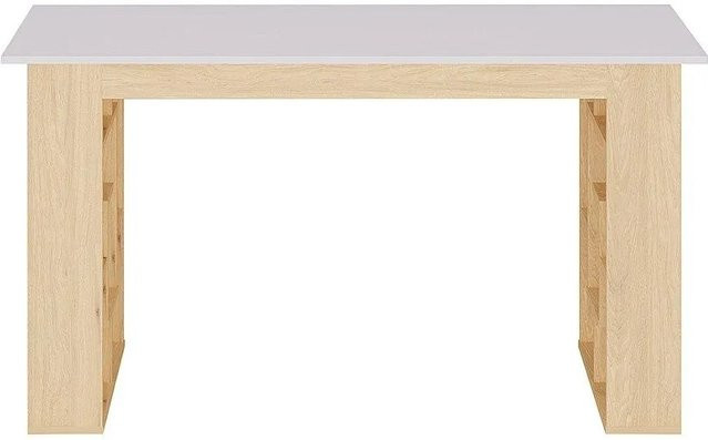 JOVISO Schreibtisch in Naturfarben Hell und Weiß mit einer Breite von 140 cm - Bild 1