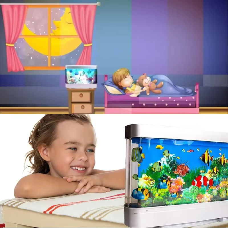 RGB Aquarium Nachtlicht mit virtuellem Ozean-Effekt für Kinderzimmer, Mehrfarbig, USB-Betrieb - Bild 3