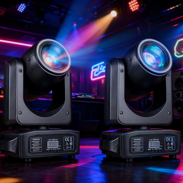 2 Stück HYULIGHTS LED Moving Head mit Beam- und Halo-Effekt, 180W RGBW, 360 Grad Rotation, Schwarz - Bild 1